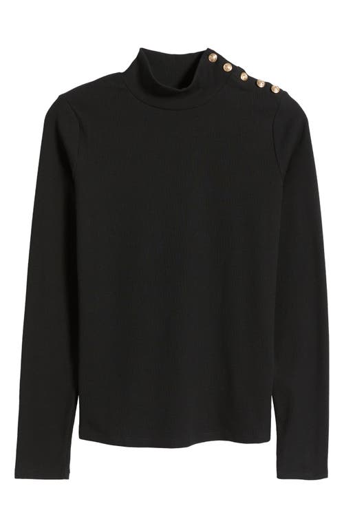 Shop Caslonr Caslon(r) Button Detail Mock Neck Rib Sweater In Black