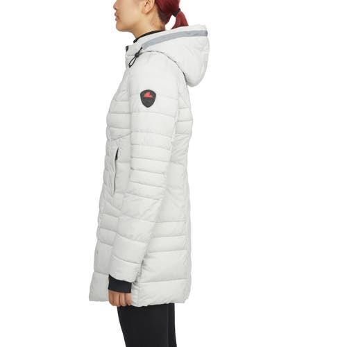 Pajar Cort Light Weight Stretch Fixed Hood Puffer With Reflective Trim In Silver