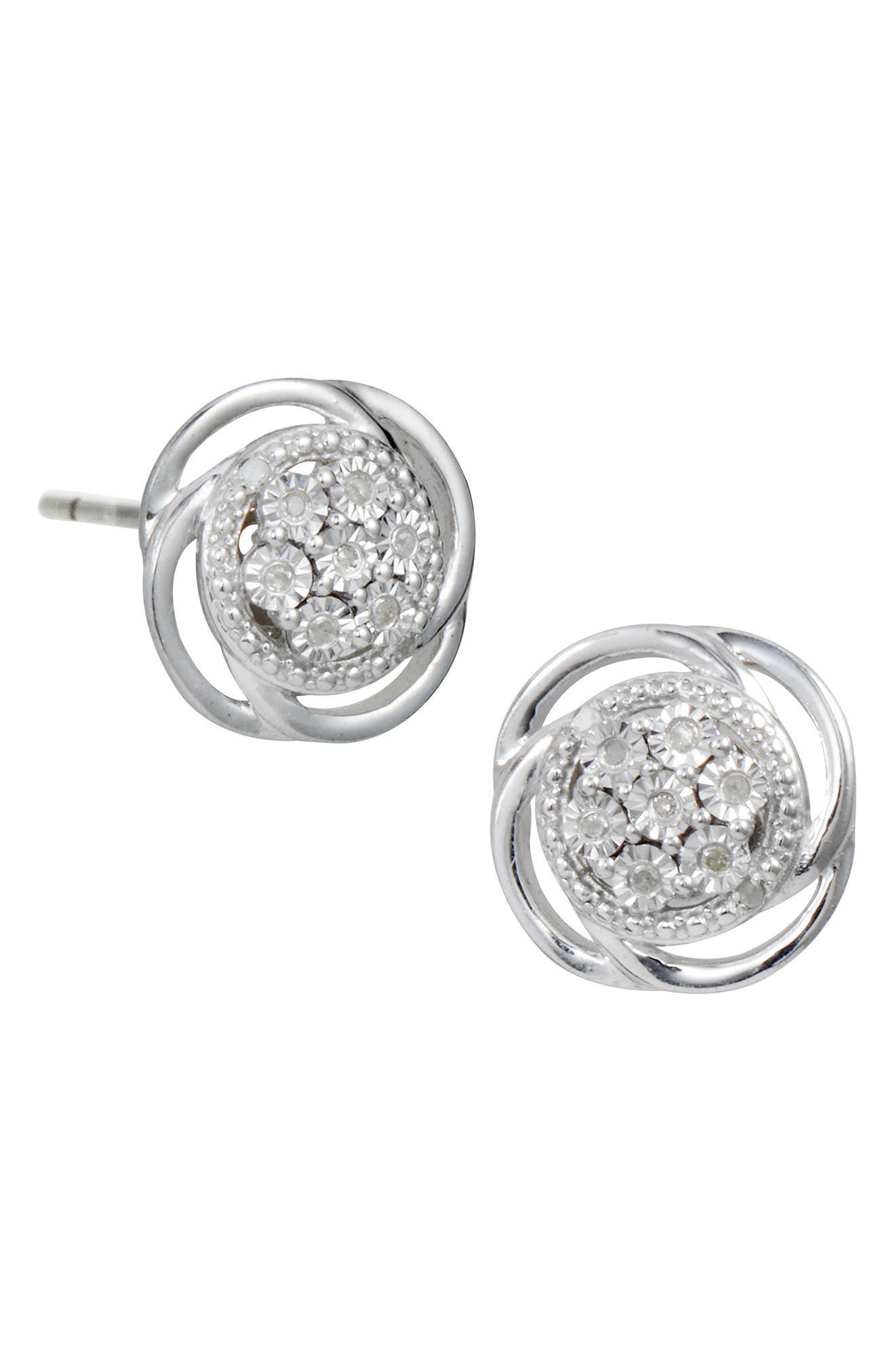 silver swirl stud earrings