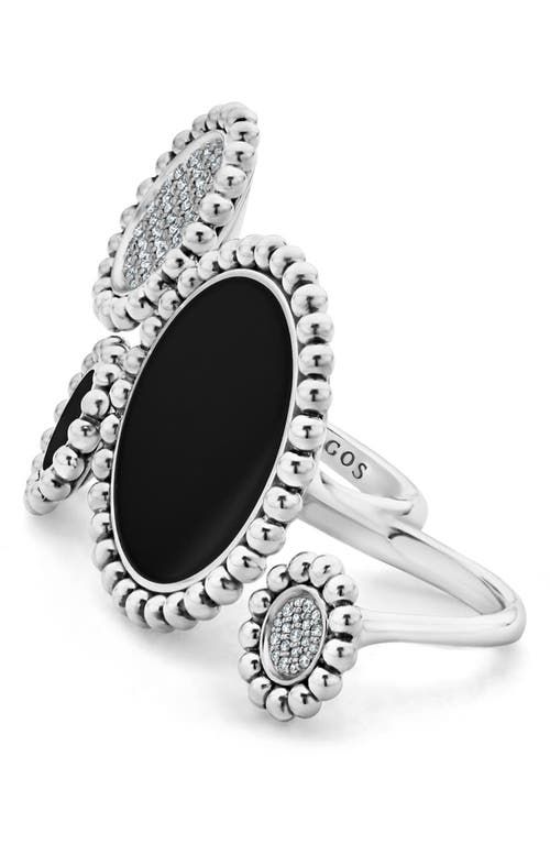 Lagos Maya Diamond Circle Statement Ring In Silver/onyx