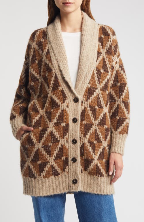 Shop Frame Grandfather Alpaca Blend Shawl Collar Cardigan In Cream Multi