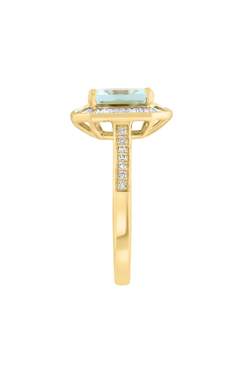 EFFY 14K Yellow Gold Aquamarine & Diamond Halo Ring - 0.52ct ...