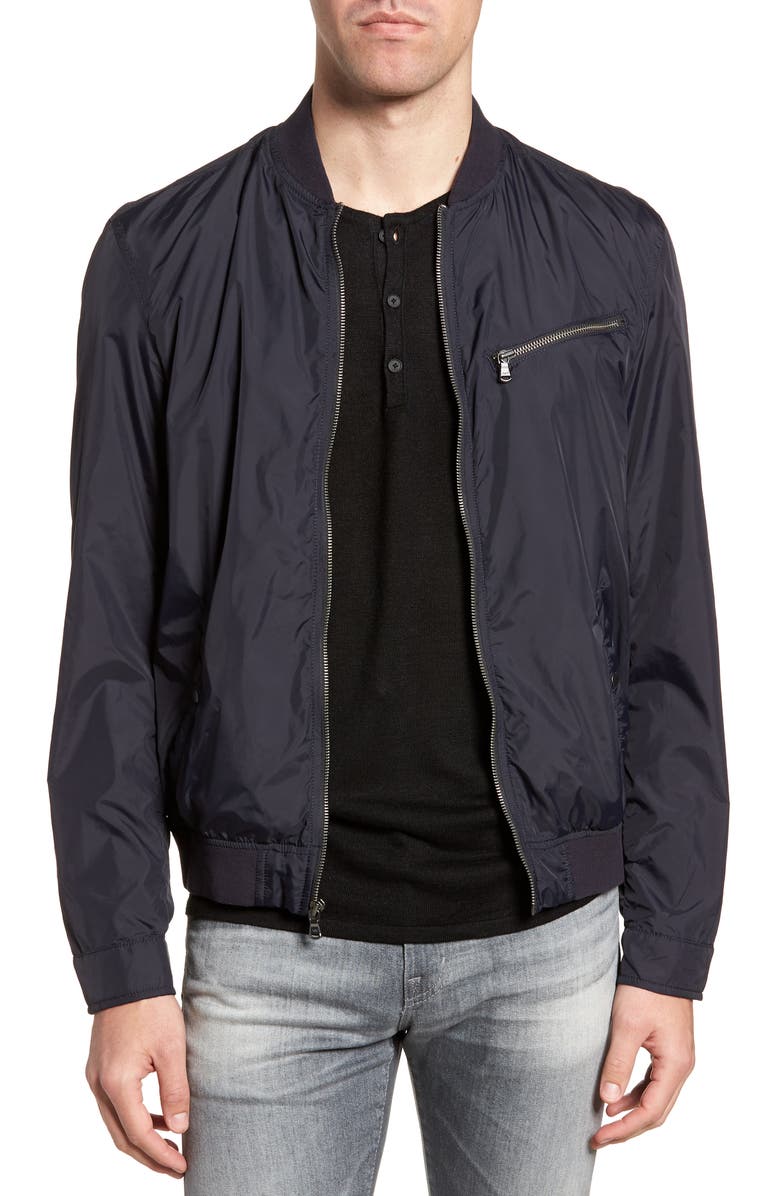JOHN VARVATOS STAR USA Slim Fit Bomber Jacket, Main, color, MARINE