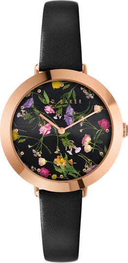 Ted Baker London Ammy Floral Leather Strap Watch, 34mm | Nordstrom