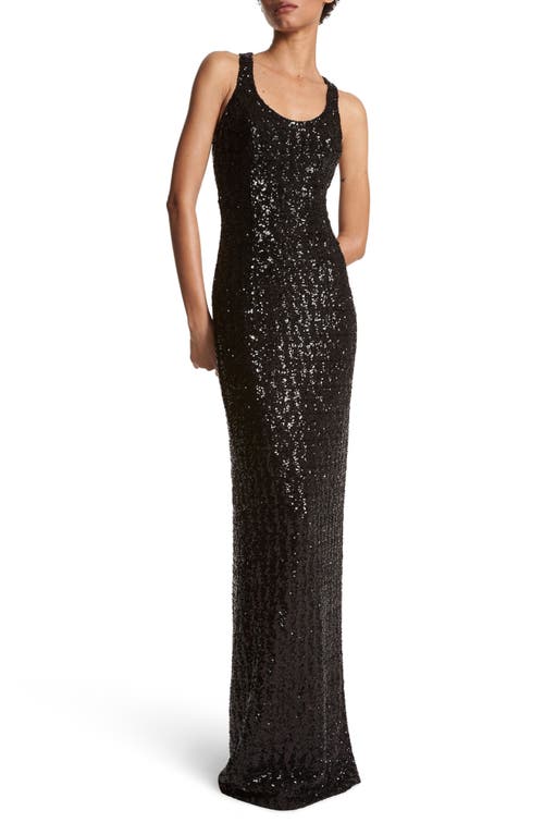 Michael Kors Collection Sequin Racerback Gown Black at Nordstrom,