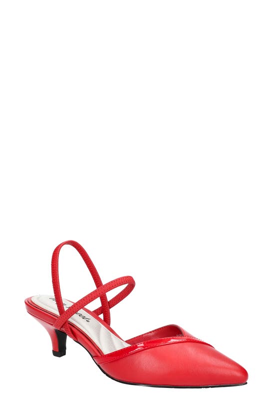 Easy Street Womens Padded Insole Faux Leather Kitten Heels In Red