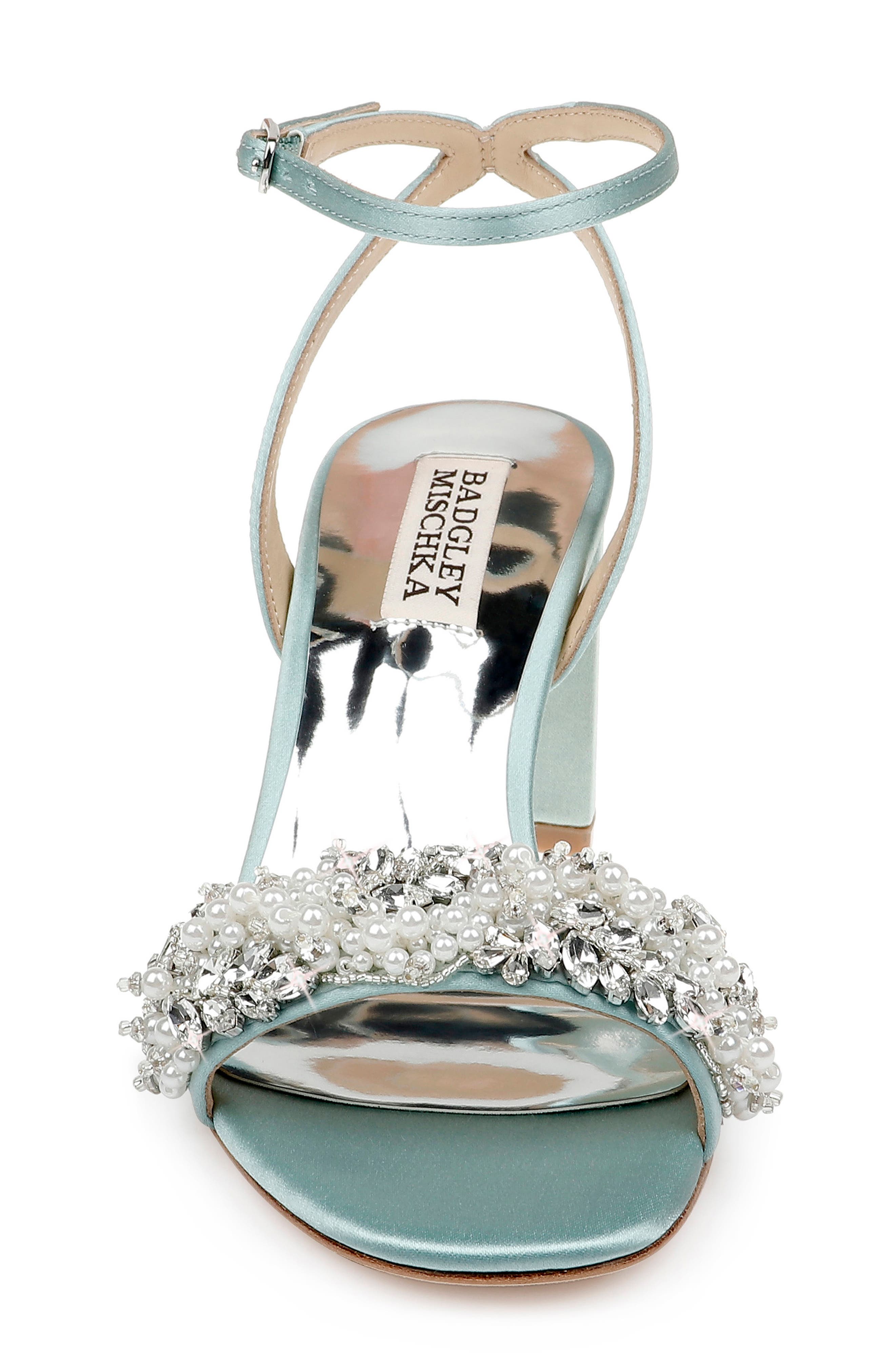 badgley mischka women's clara embellished block heel sandals