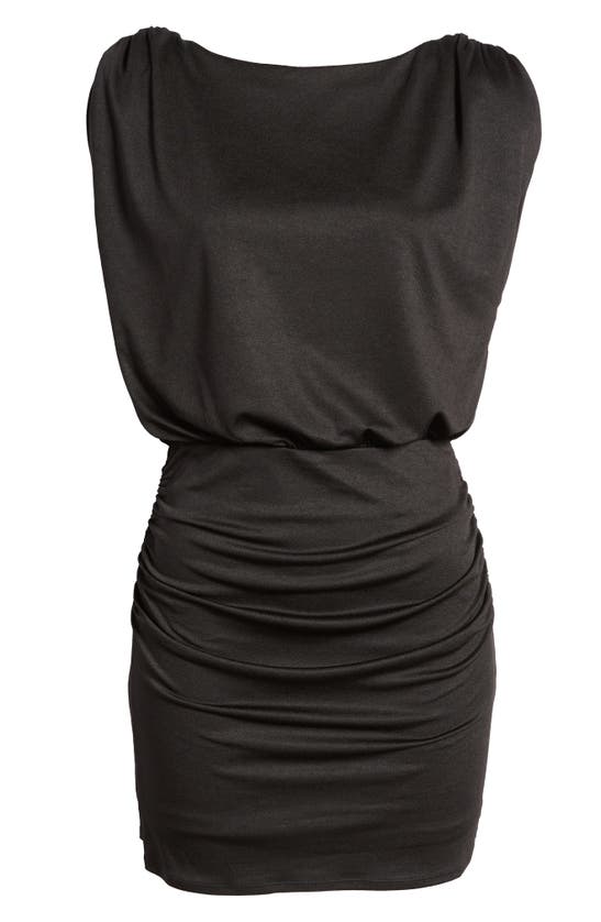 Fourteenth Place Elm Ruched Faux Leather Minidress In Black