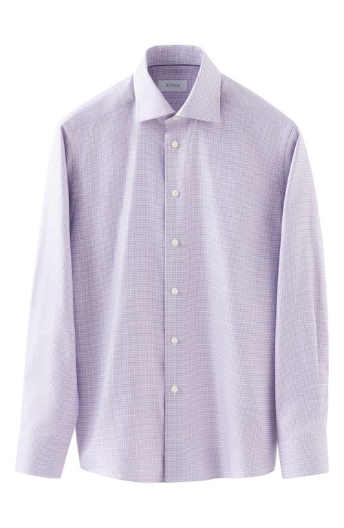 Shop Eton Contemporary Fit Microcheck Organic Cotton Dress Shirt In Light Pastel Purple