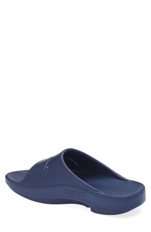 Oofos Gender Inclusive Ooaah Slide Sandal In Navy