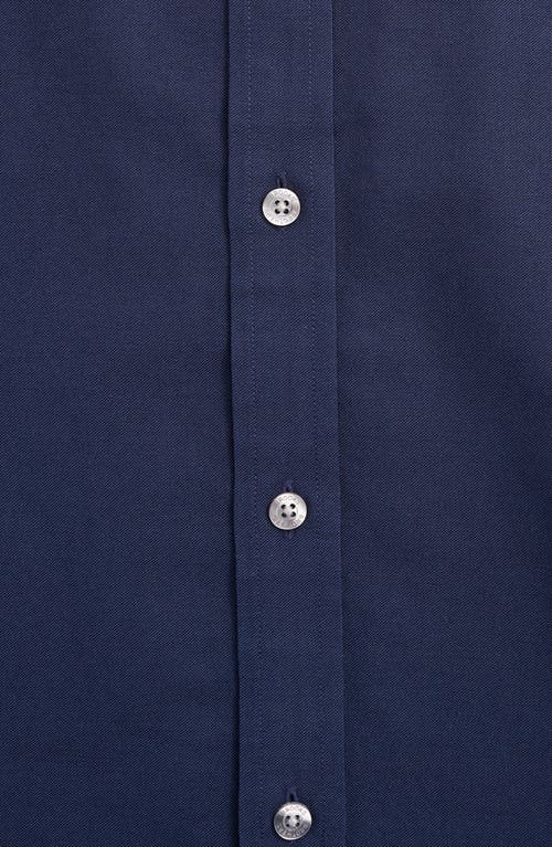 Shop Brooks Brothers Solid Navy Non-iron Stretch Cotton Button-down Shirt