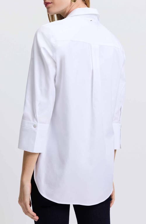Foxcroft Sophia Johnny Collar Jersey Shirt In White