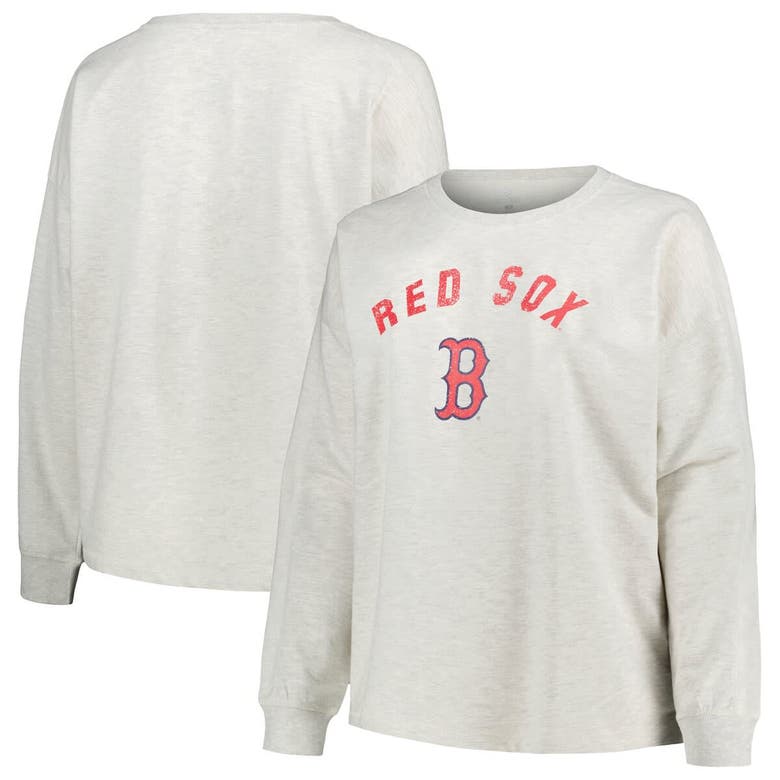 Profile Oatmeal Boston Red Sox Plus Size French Terry Pullover Sweatshirt