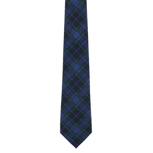 Trafalgar Ives Green And Navy Blackwatch Plaid Silk Necktie In Green And Navy Plaid