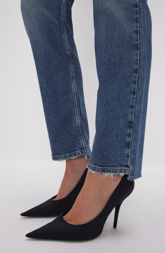 Shop Good American Good Boy Step Hem High Waist Ankle Straight Leg Jeans In Indigo604
