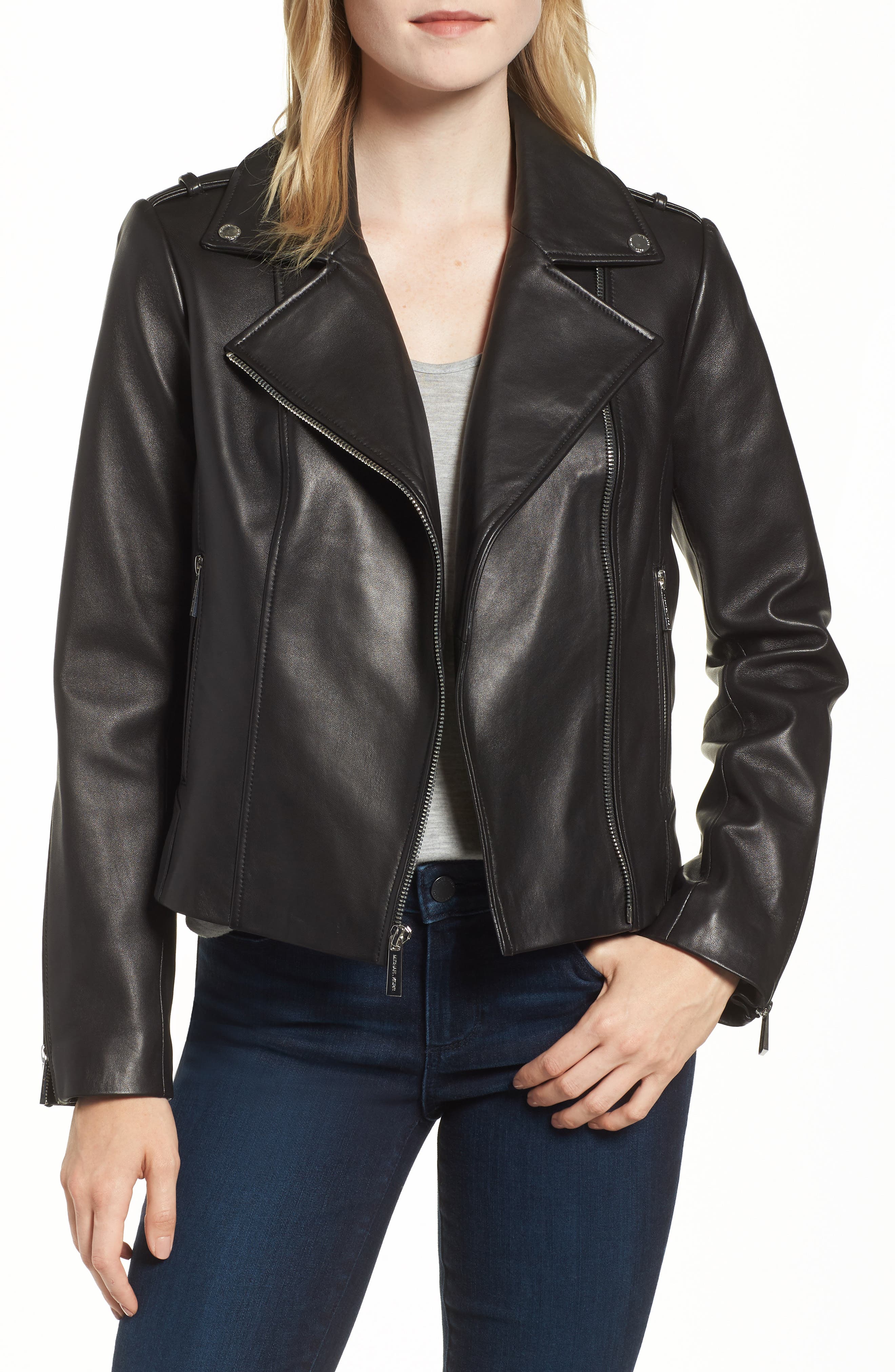 MICHAEL Michael Kors Classic Leather Moto Jacket Nordstrom