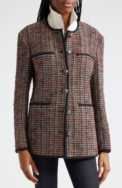 Shop Veronica Beard Watkins Tweed Dickey Jacket In Grey Multi