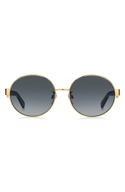 56mm Gradient Round Sunglasses in Gold/Dark Grey Gradient