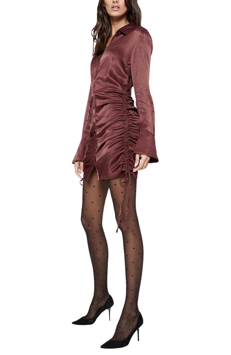 Bardot Sui Side Ruched Long Sleeve Minidress, Alternate, color, 