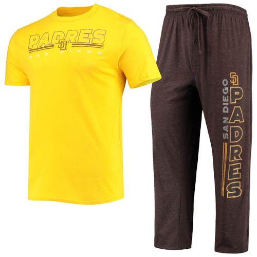 Men's Concepts Sport Brown/Gold San Diego Padres Meter T-Shirt and Pants Sleep Set