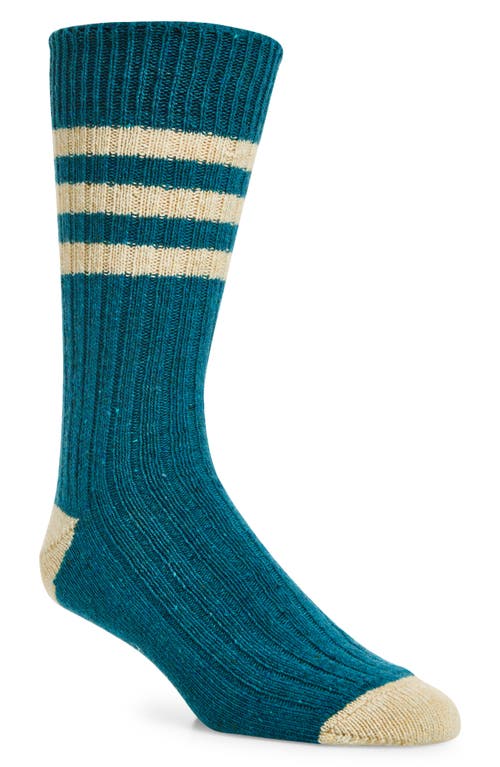 Shop Drake's Stripe Donegal Merino Wool, Cashmere & Silk Boot Socks In 402 Bottle Green