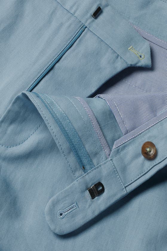 Shop Charles Tyrwhitt Cotton Linen Shorts In Mid Blue