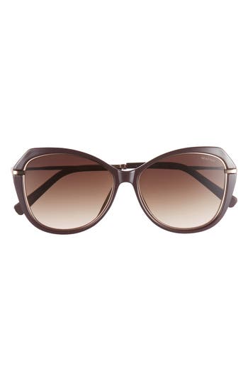 Shop Kenneth Cole 57mm Geometric Sunglasses In Shiny Bordeaux/bordeaux