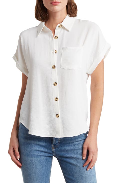 Women's 100% Cotton Knit Button Down Shirt