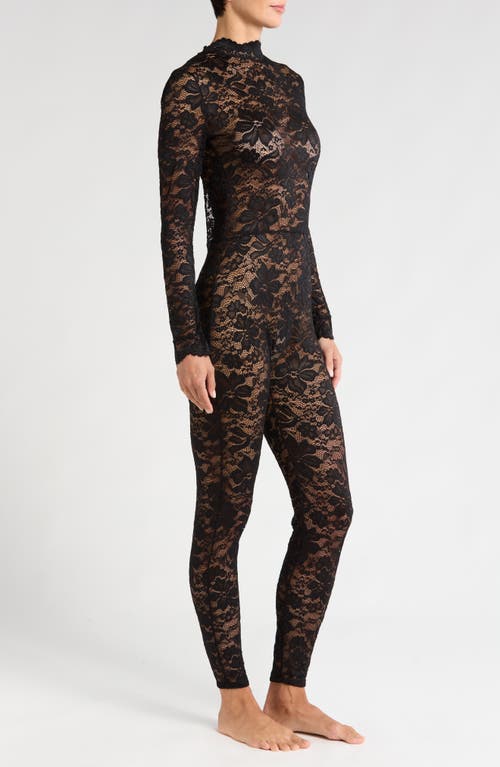 Shop Kilo Brava Long Sleeve Floral Lace Catsuit In Black