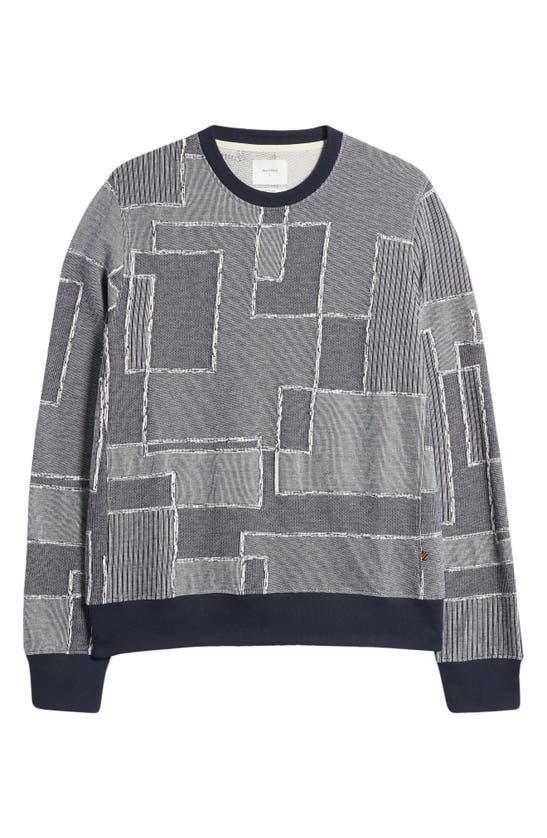 Shop Billy Reid Patchwork Jacquard Cotton Sweatshirt In Navy