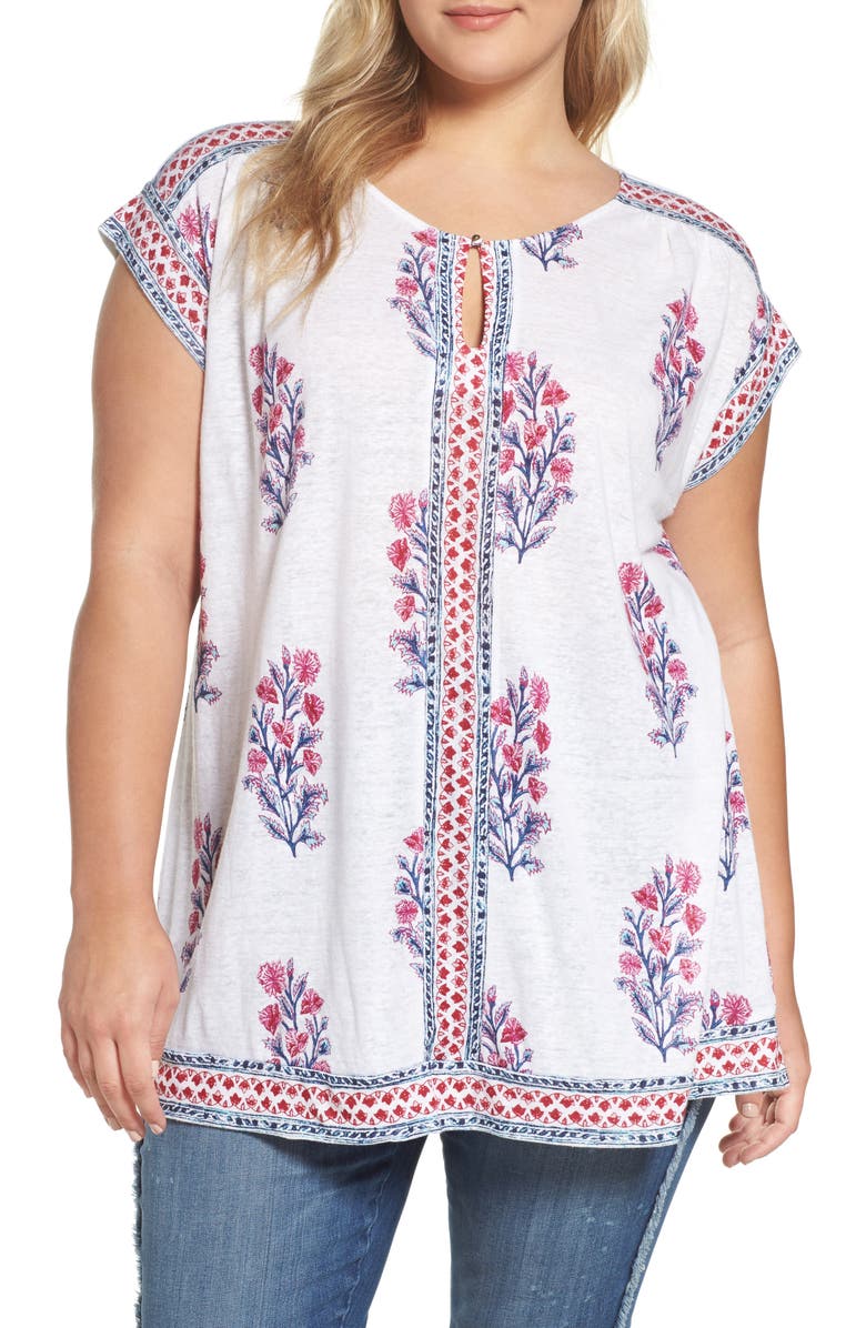 Lucky Brand Wood Block Print Top (Plus Size) | Nordstrom
