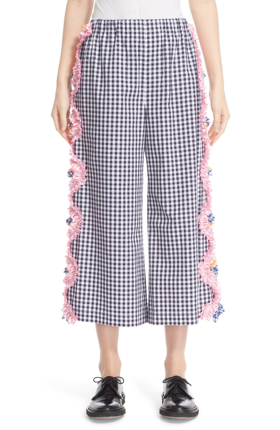 Tricot Comme Des Garcons Gingham Crop Flare Pants Nordstrom