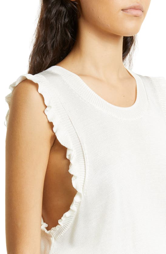 Shop Cinq À Sept Ruffle Edge Sleeveless Sweater In Ivory