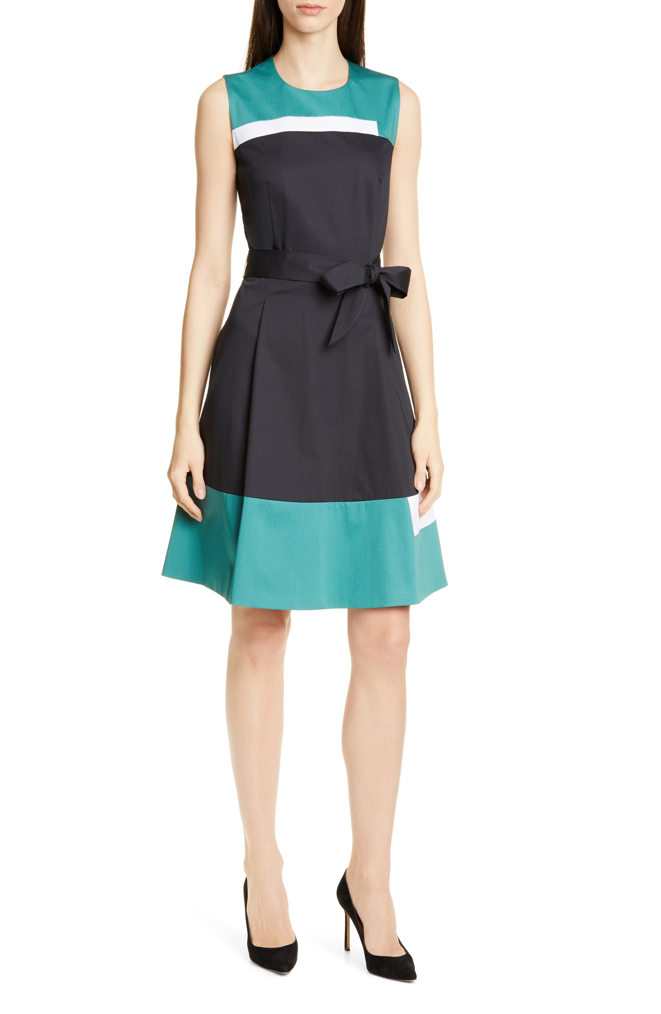 Petite Boss Dadesa Colorblock Cotton Dress, Blue