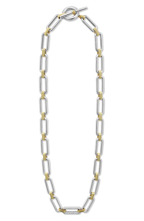 Lagos Signature Caviar Links Chain Necklace In Two-tone