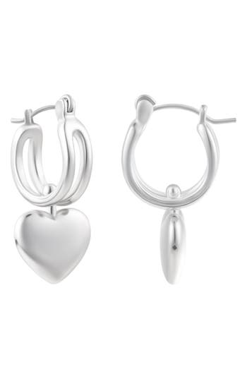 Shop Adornia Heart Huggie Hoop Earrings In Silver