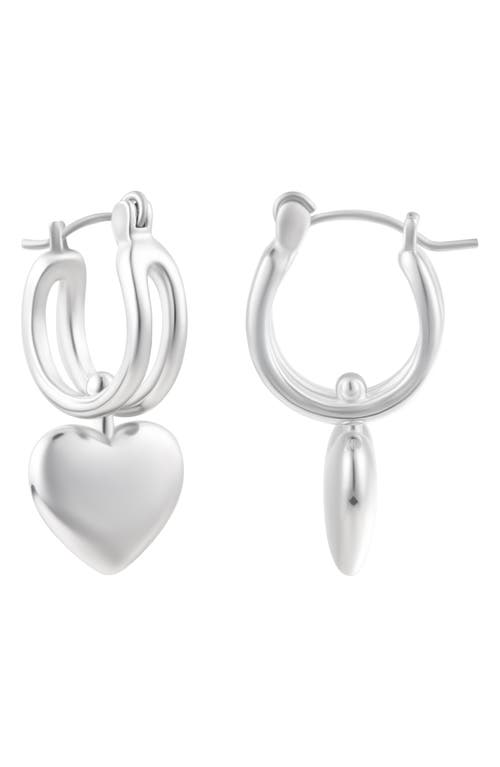 Shop Adornia Heart Huggie Hoop Earrings In Silver