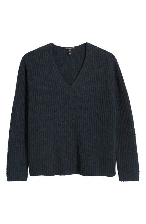 Shop Eileen Fisher V-neck Organic Cotton & Cashmere Blend Sweater In Deep Adriatic