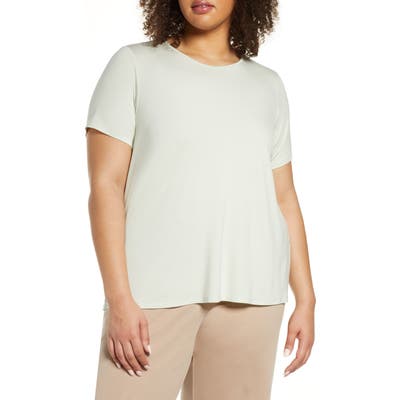 Plus Size Eileen Fisher Jewel Neck T-Shirt, Ivory