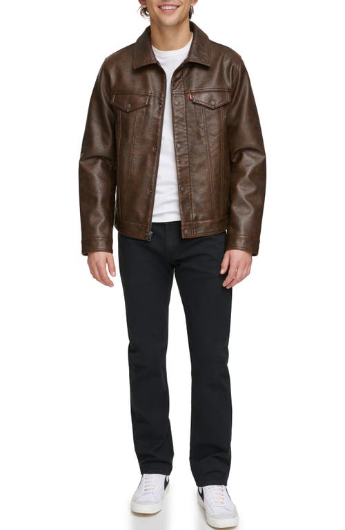 Levi's® Faux Leather Trucker Jacket In Brown