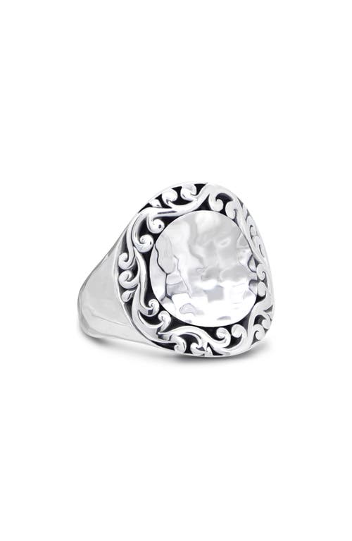 Shop Devata Bali Hammer Signet Ring In Silver