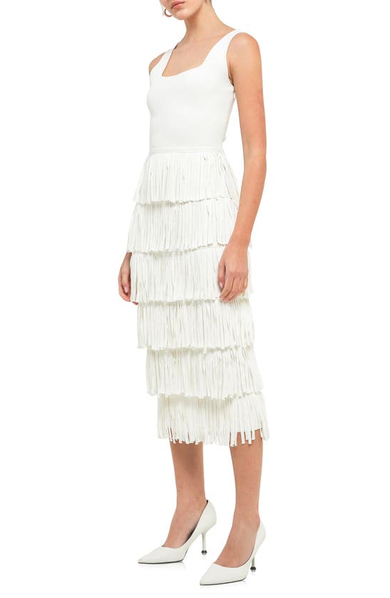 Endless Rose Fringe Midi Sweater Dress In Cream | ModeSens