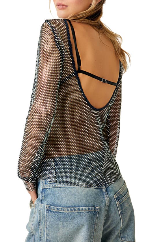 Shop Free People Low Back Stud Mesh Top In Midnight