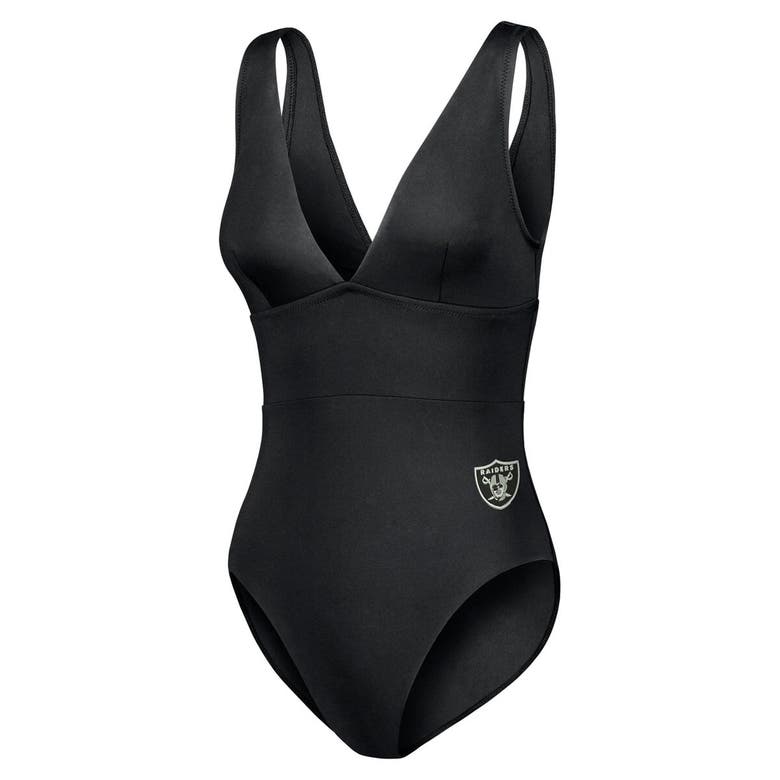 Shop Tommy Bahama Black Las Vegas Raiders Palm Modern V-neck One-piece Swimsuit