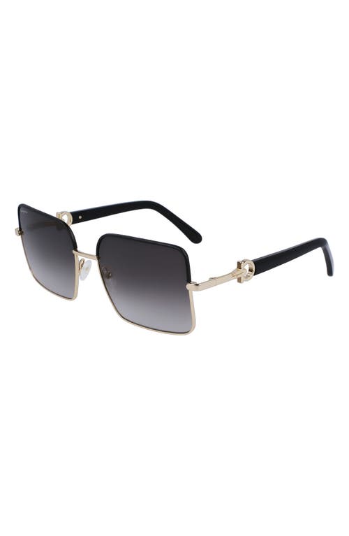 Shop Ferragamo 60mm Gradient Rectangular Sunglasses In Gold/black