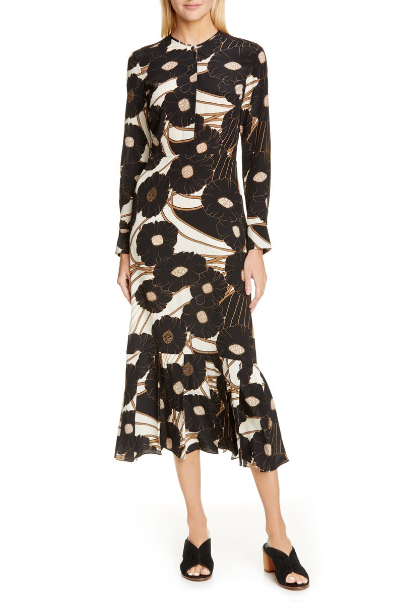 Cessation Long Sleeve Silk Midi Dress Cessation Long Sleeve Silk Midi Dress