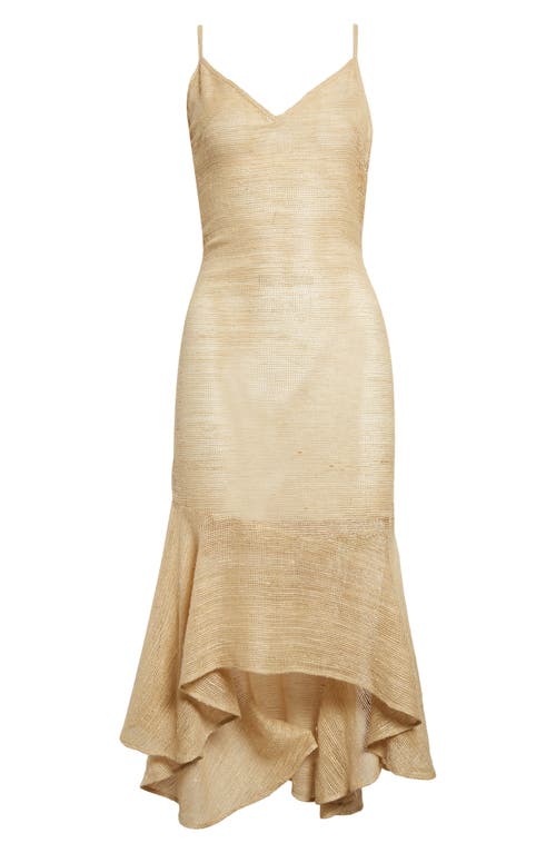 Natural Asymmetric Silk Dress in Tan