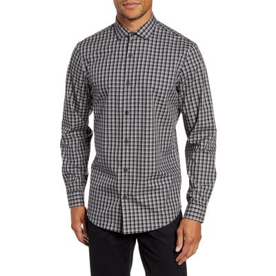 Calibrate Modern Fit Check Non-Iron Button-Up Shirt, Black