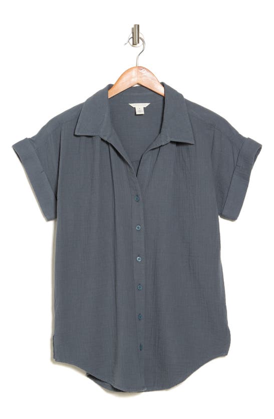 CASLON CASLON® SHORT SLEEVE COTTON GAUZE BUTTON-UP SHIRT
