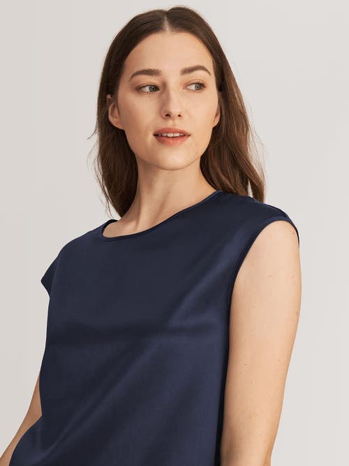 Lilysilk Basic Cap Sleeves Silk Tee In Navy Blue